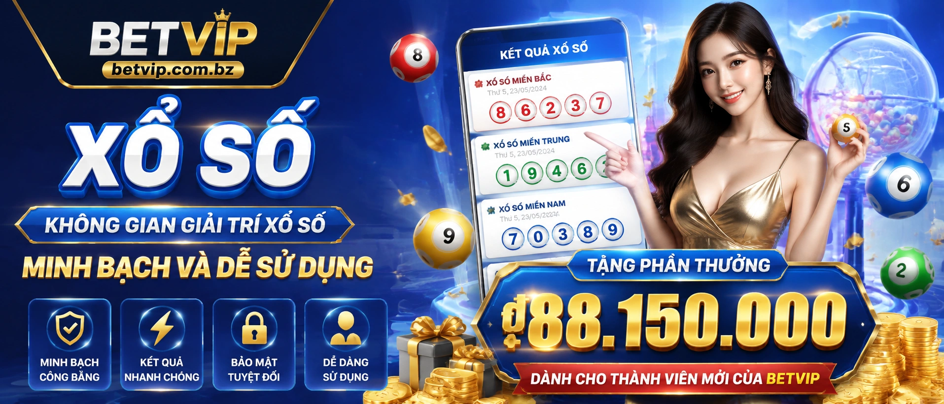 Khu vực xổ số và lối vào nhanh trên BetVIP